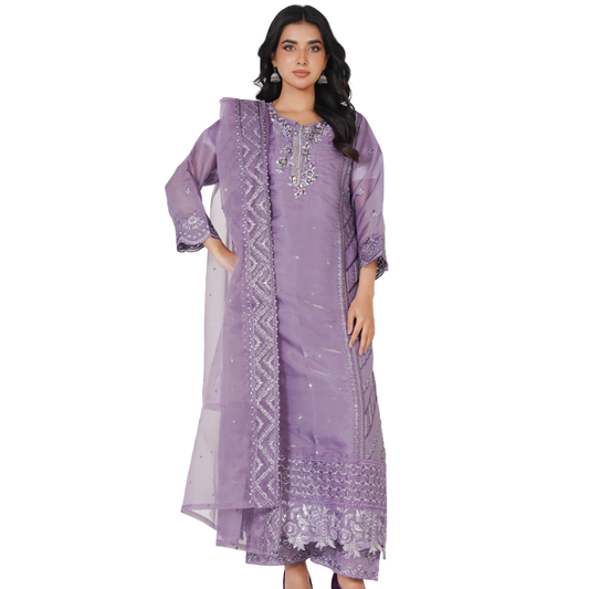 Luxury Sheesha Silk Hand-Worked Festive Edition – Stitched 3-Piece Glamour Suit