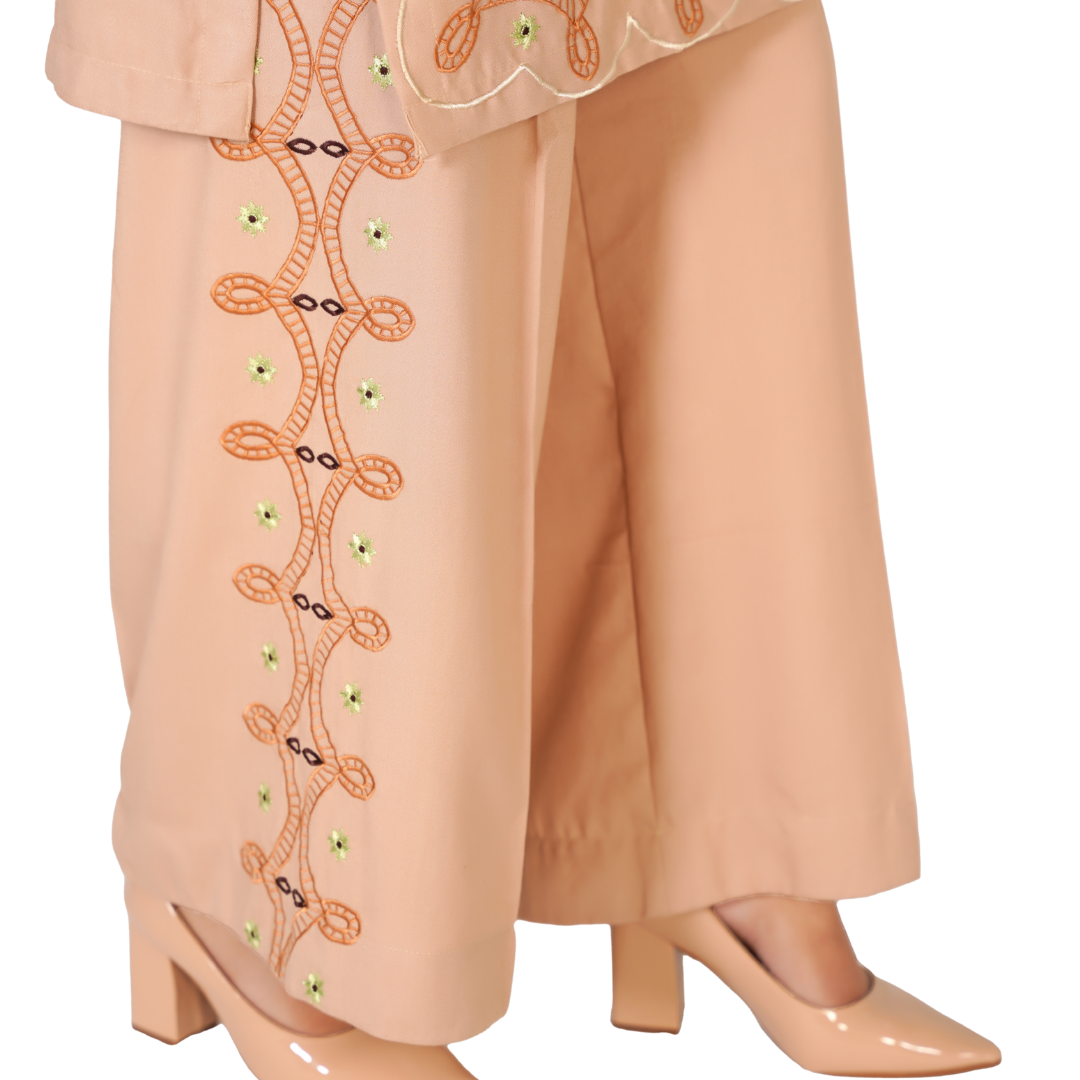 Dhanak Embroidered 2-Piece Suit with Hand Work & Palazzo
