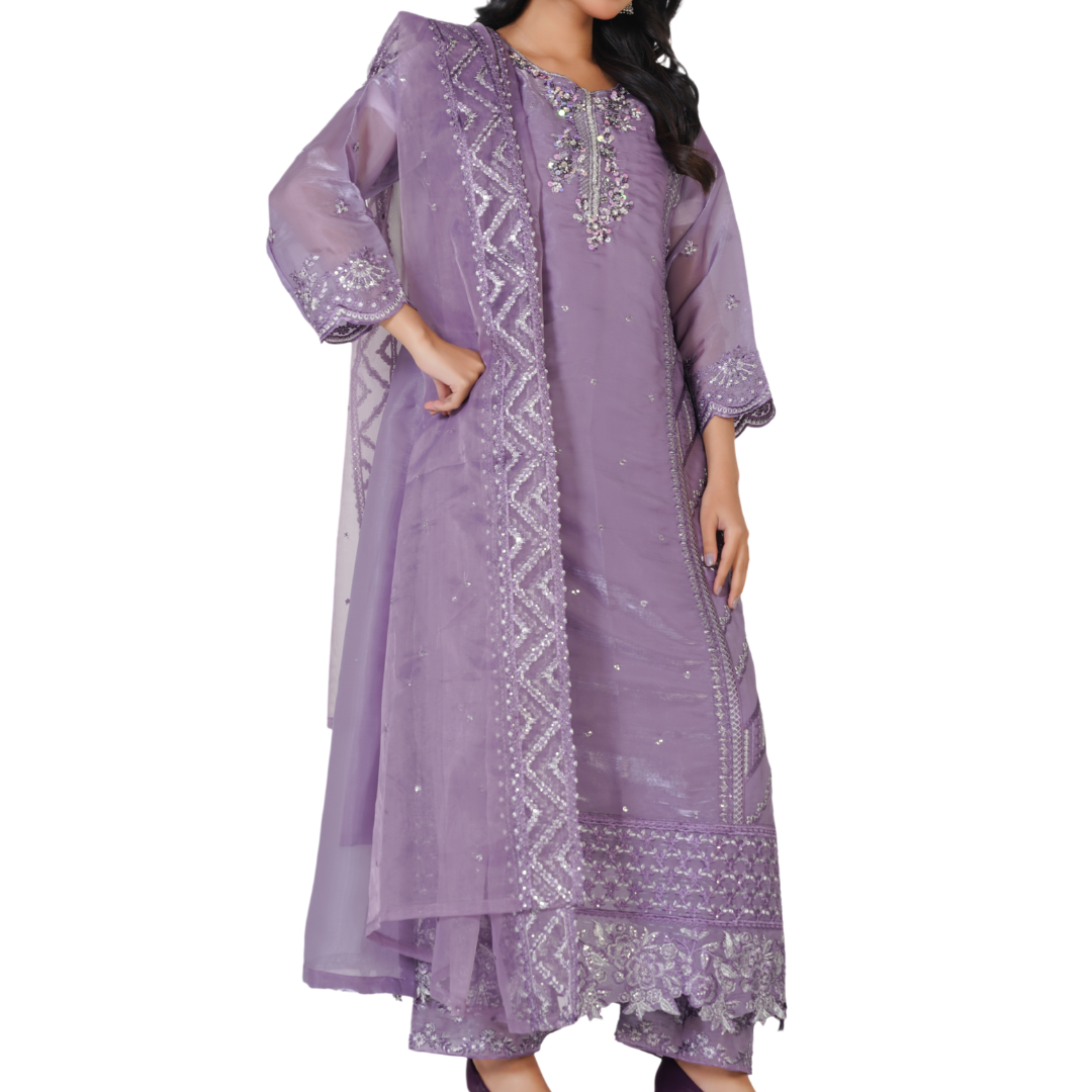 Luxury Sheesha Silk Hand-Worked Festive Edition – Stitched 3-Piece Glamour Suit