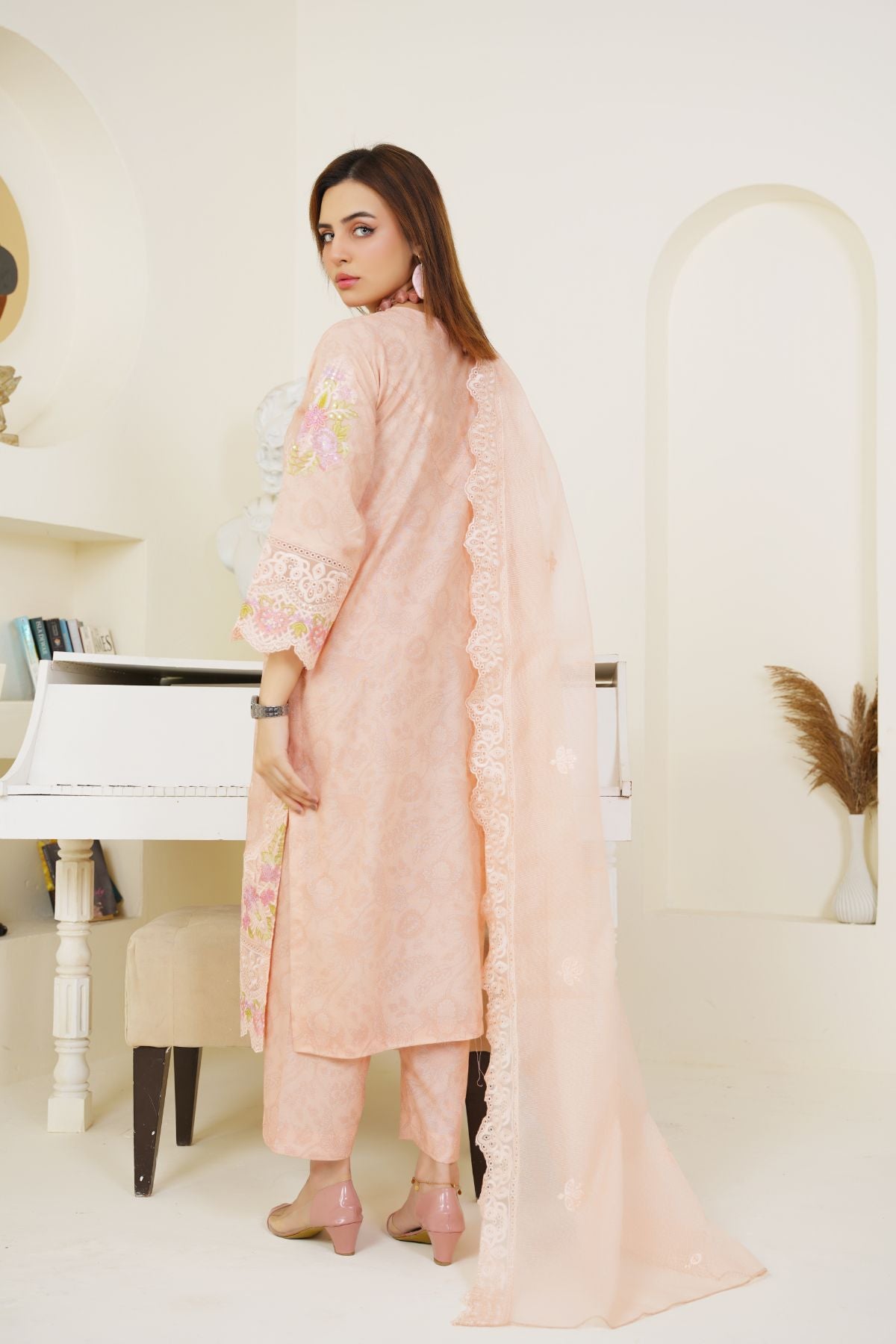 3 Piece - Embroidered Printed Karandi