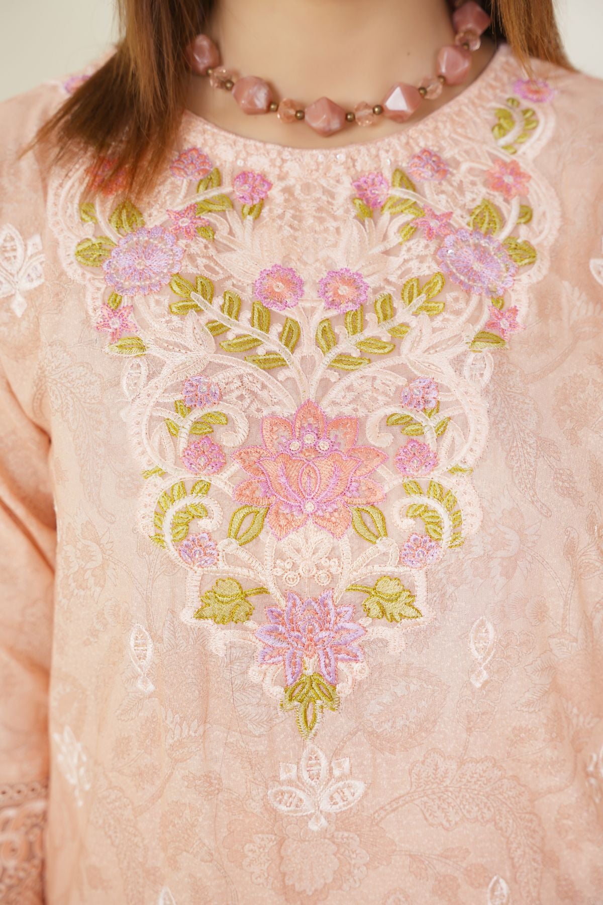 3 Piece - Embroidered Printed Karandi