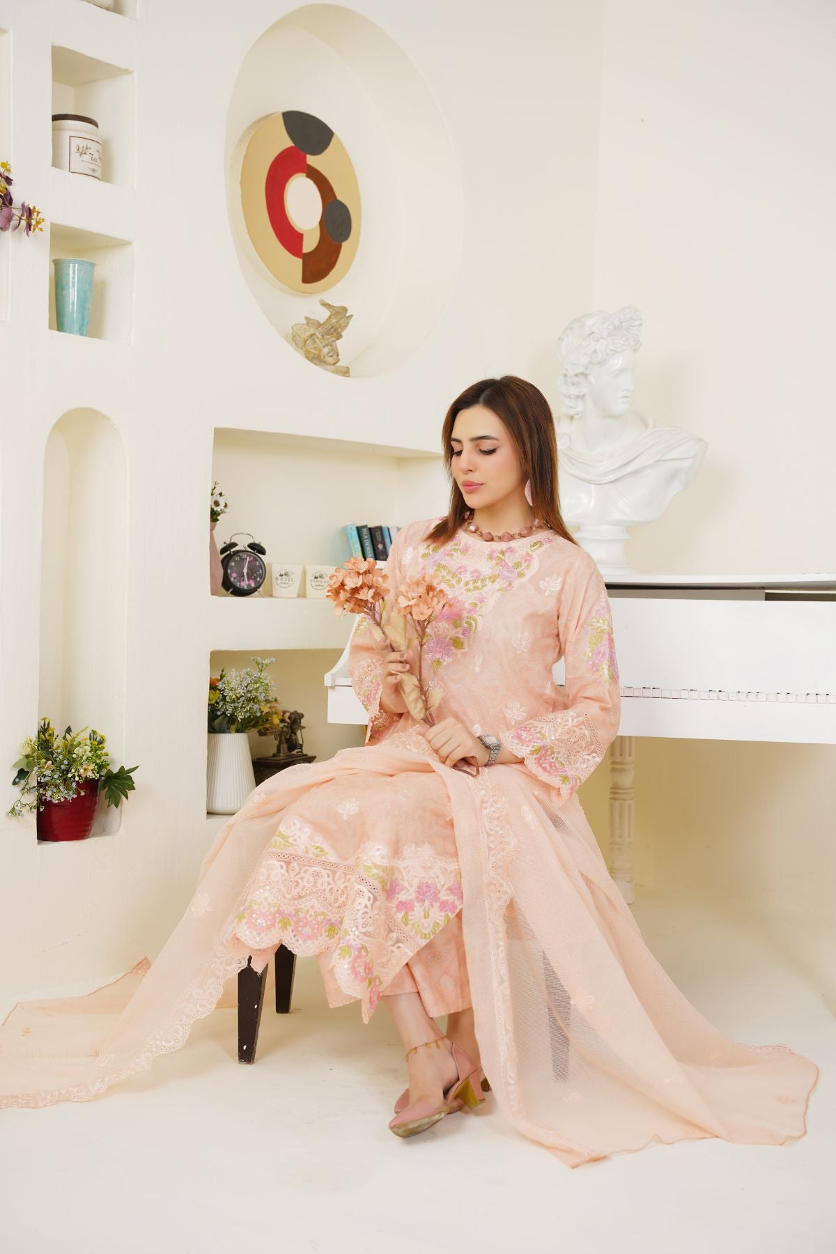 3 Piece - Embroidered Printed Karandi