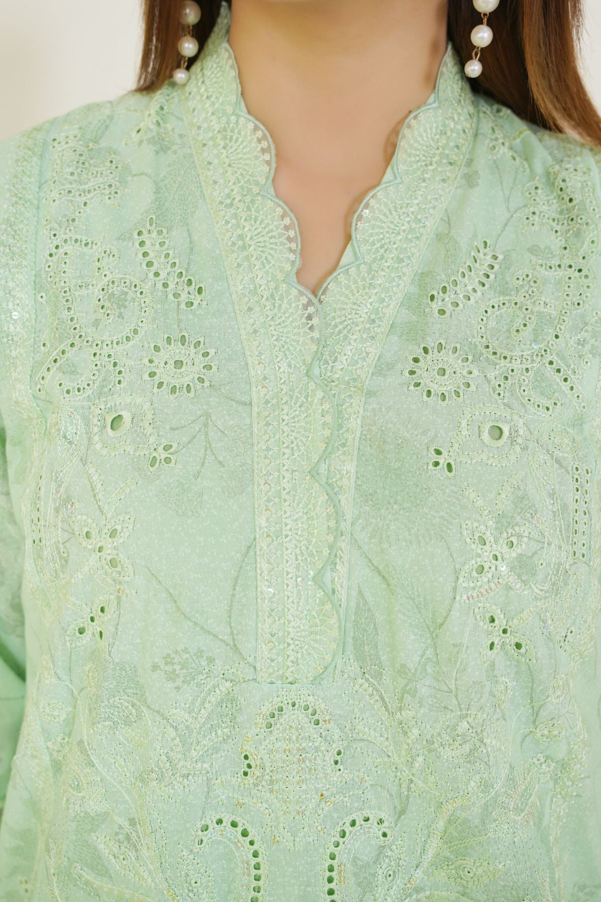3 Piece - Embroidered Printed Karandi