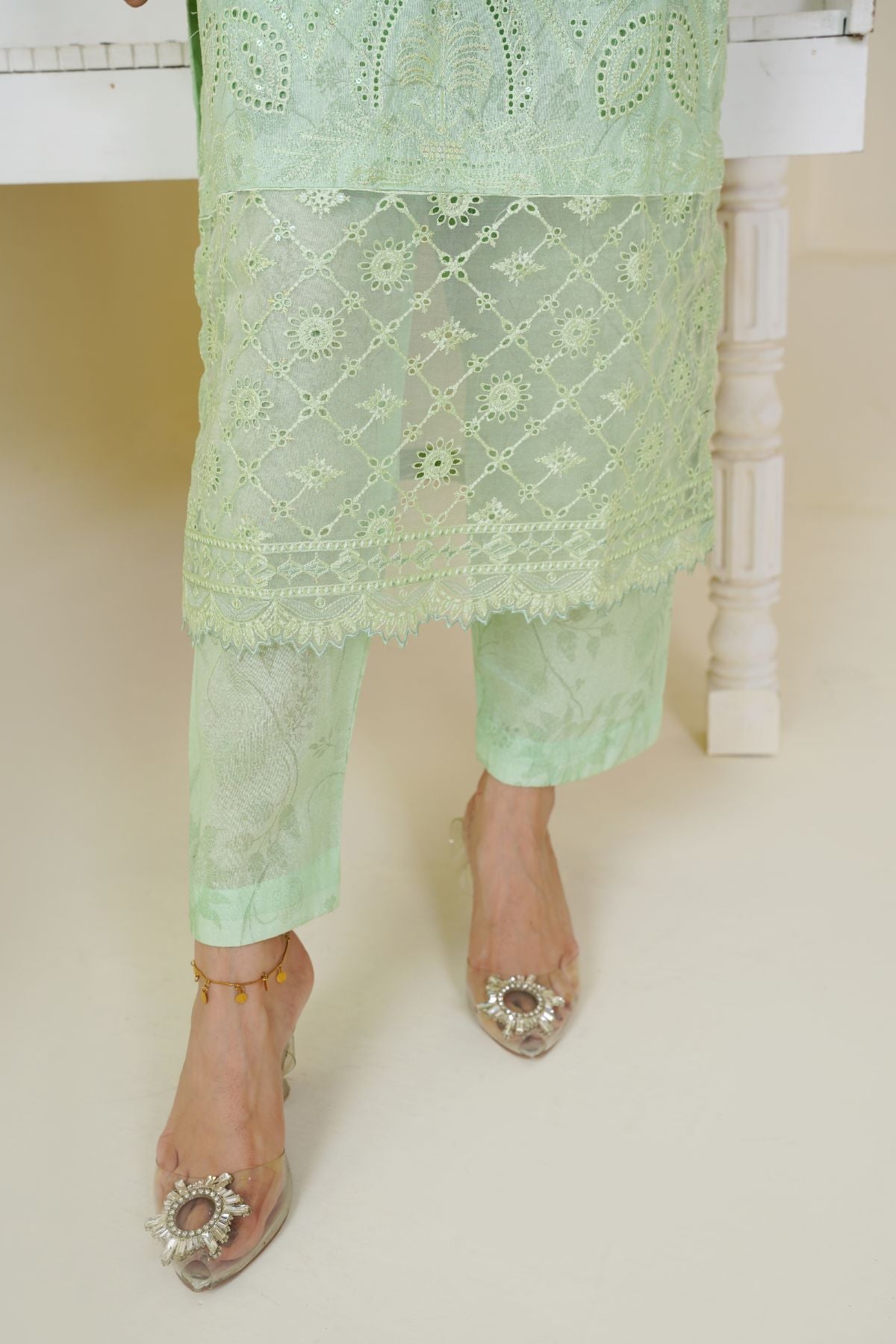 3 Piece - Embroidered Printed Karandi