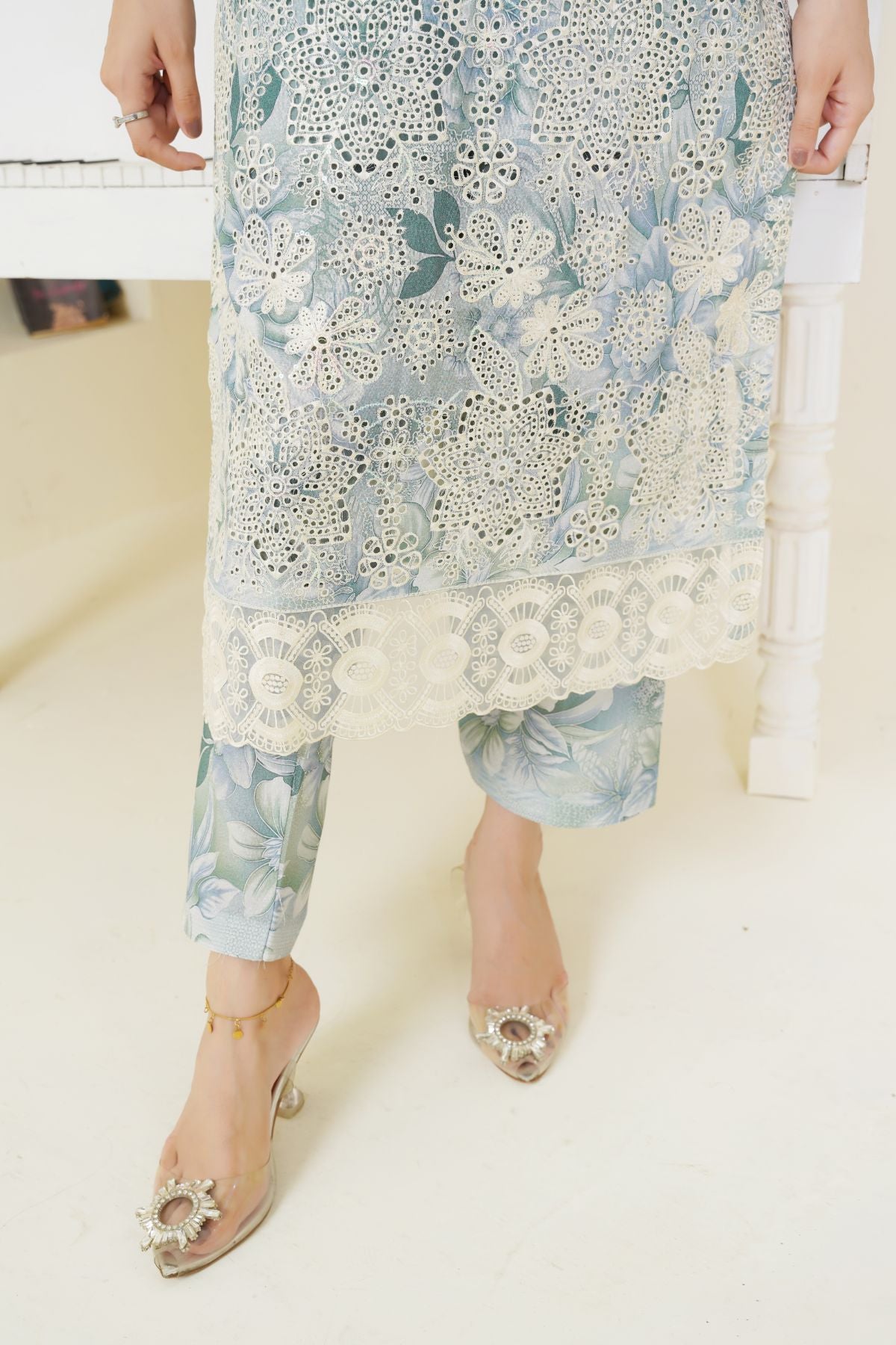 3 Piece - Embroidered Printed Karandi
