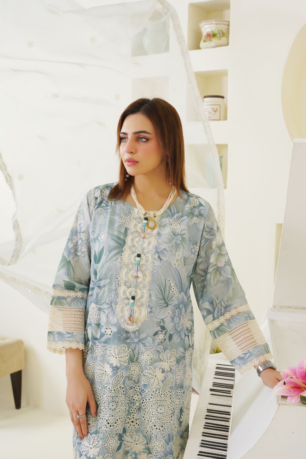 3 Piece - Embroidered Printed Karandi