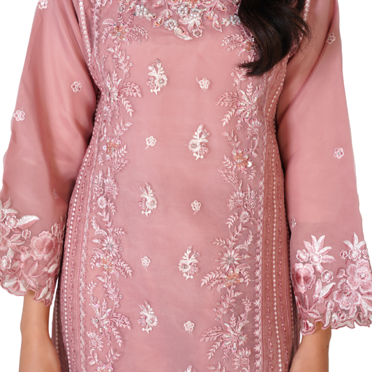 Luxury Hand-Embellished Organza 3-Piece Suit with Embroidered Dupatta