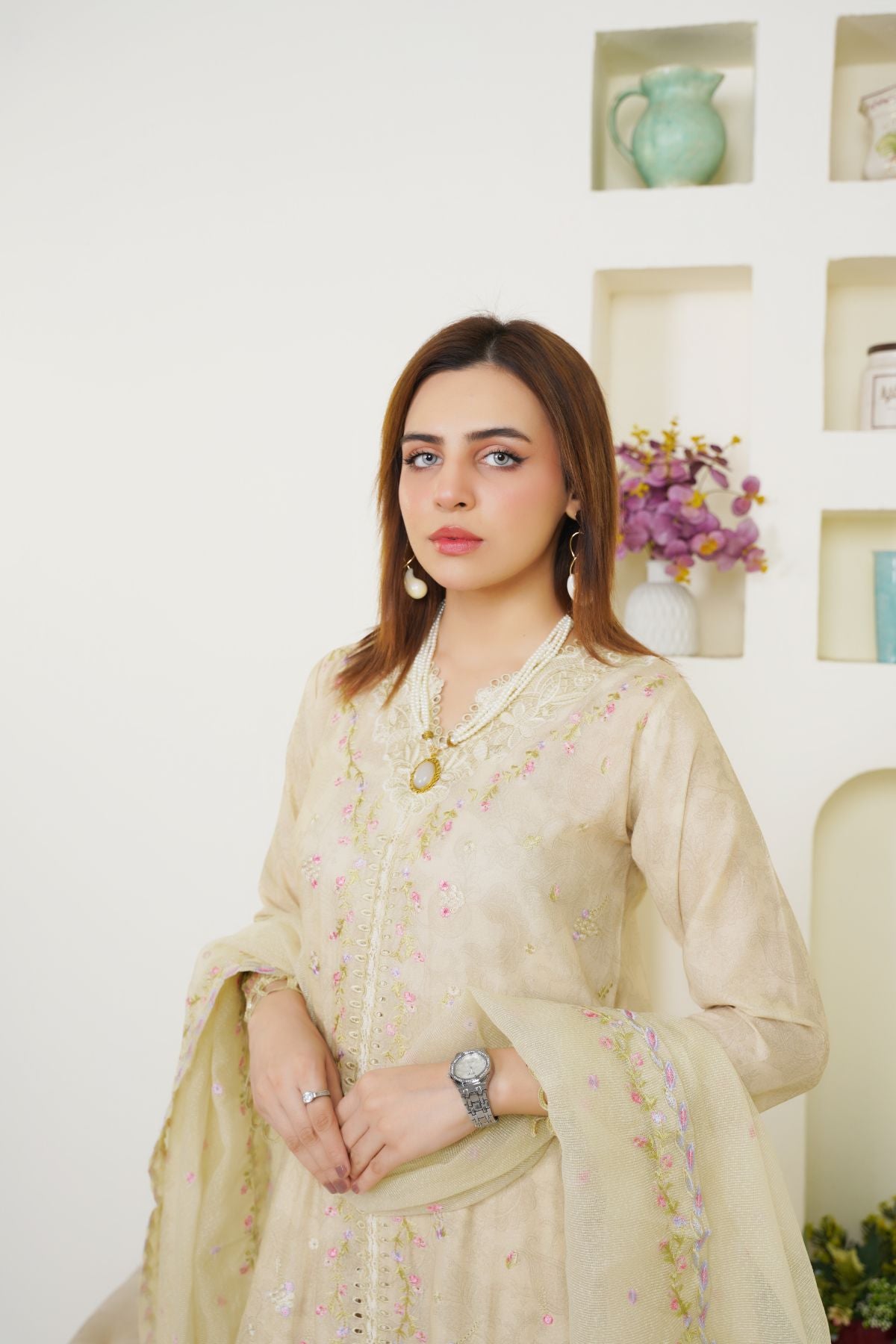 3 Piece - Embroidered Printed Karandi