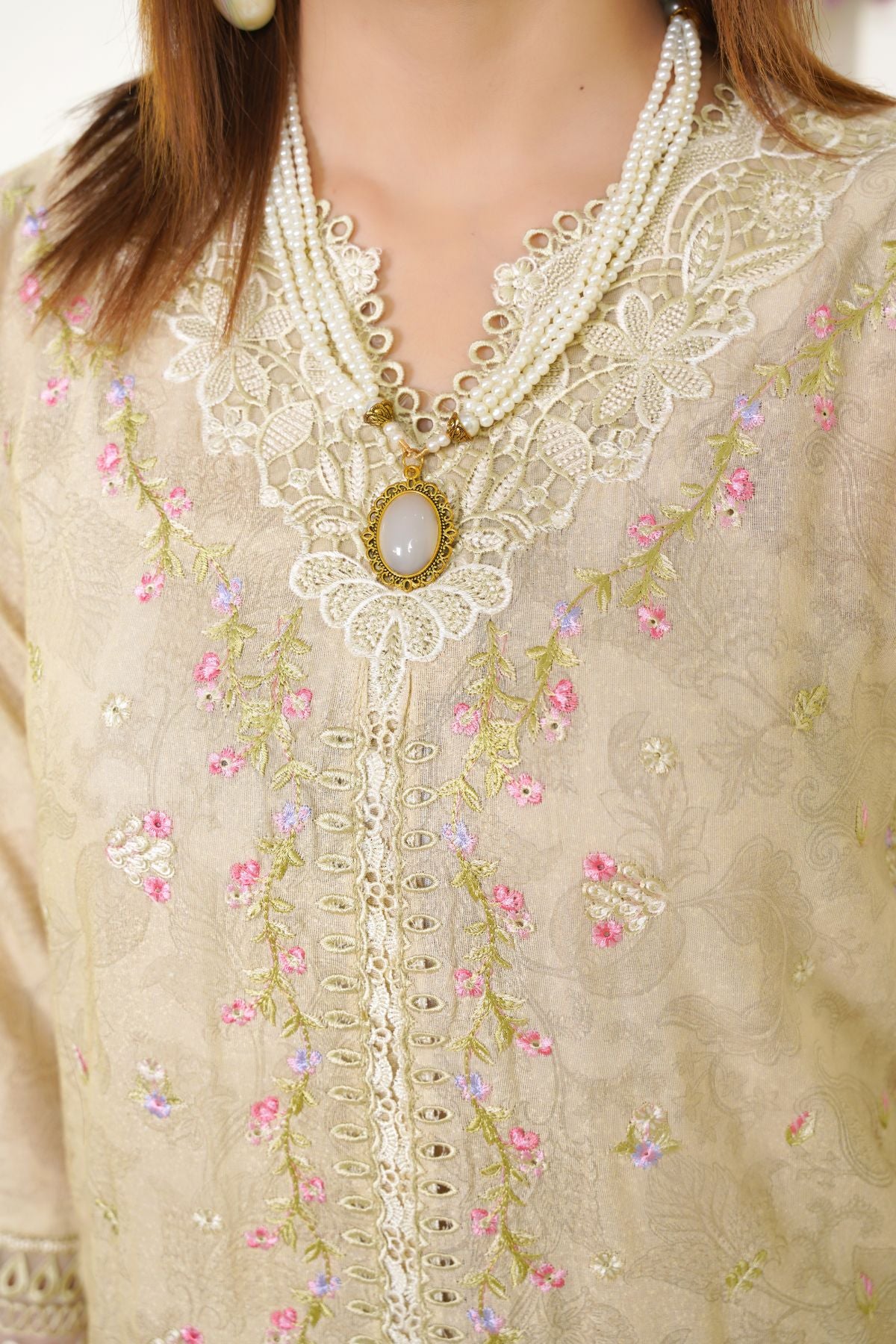 3 Piece - Embroidered Printed Karandi