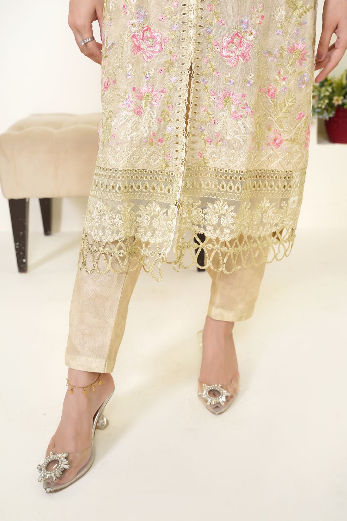 3 Piece - Embroidered Printed Karandi