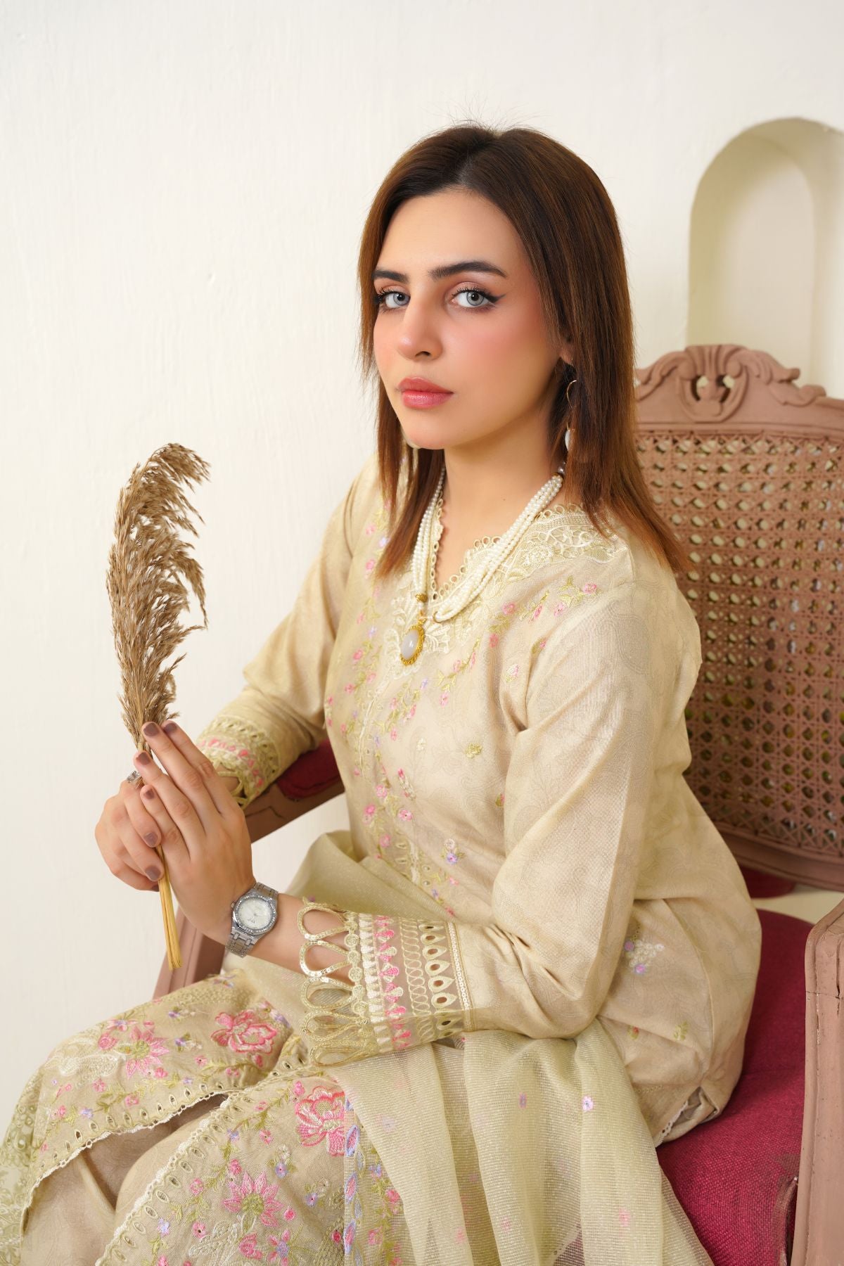 3 Piece - Embroidered Printed Karandi