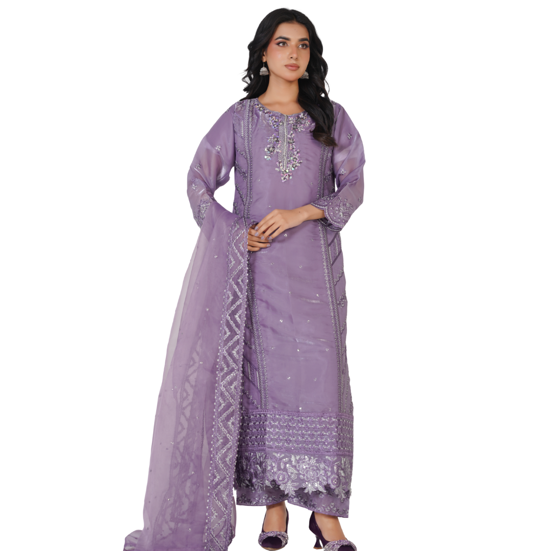 Luxury Sheesha Silk Hand-Worked Festive Edition – Stitched 3-Piece Glamour Suit