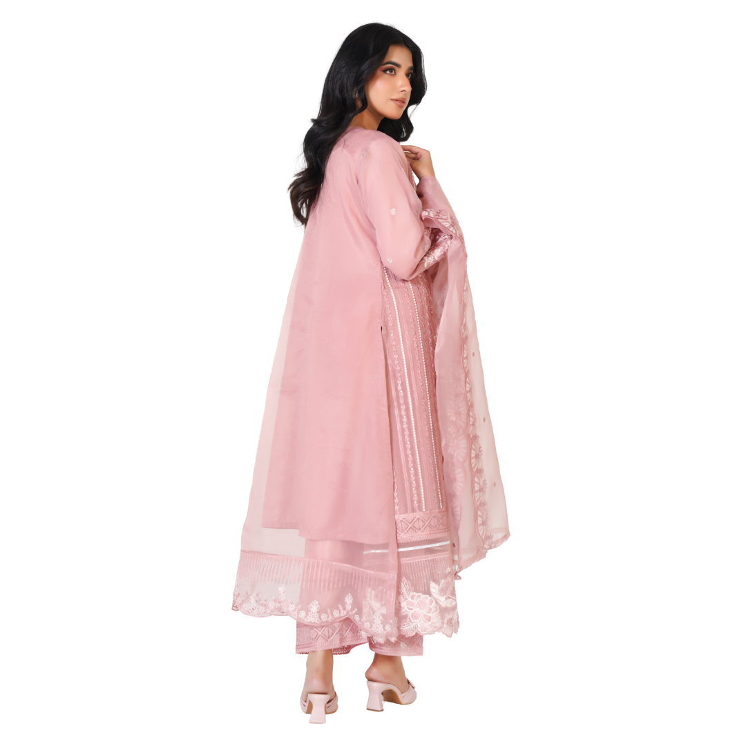 Luxury Hand-Embellished Organza 3-Piece Suit with Embroidered Dupatta