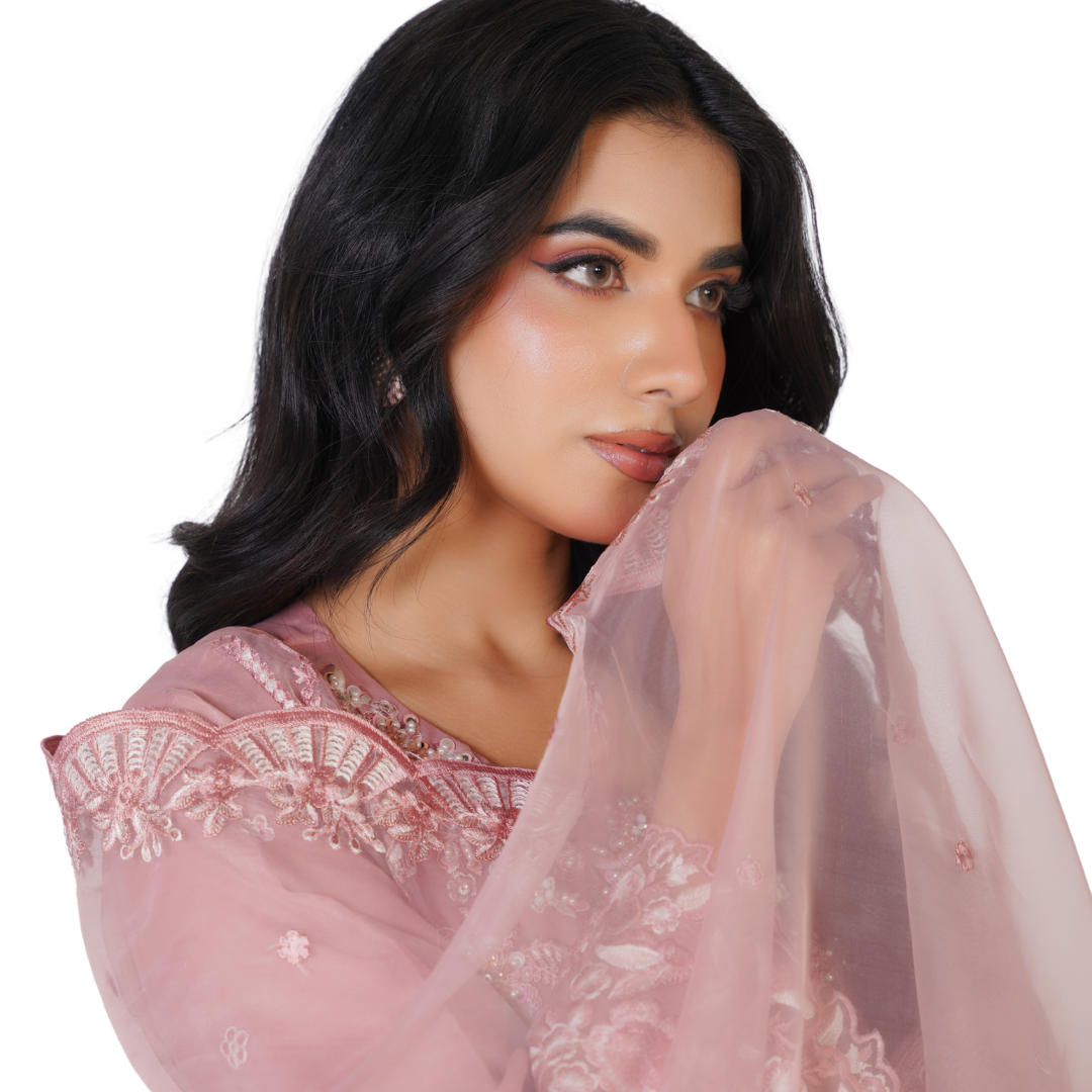 Luxury Hand-Embellished Organza 3-Piece Suit with Embroidered Dupatta
