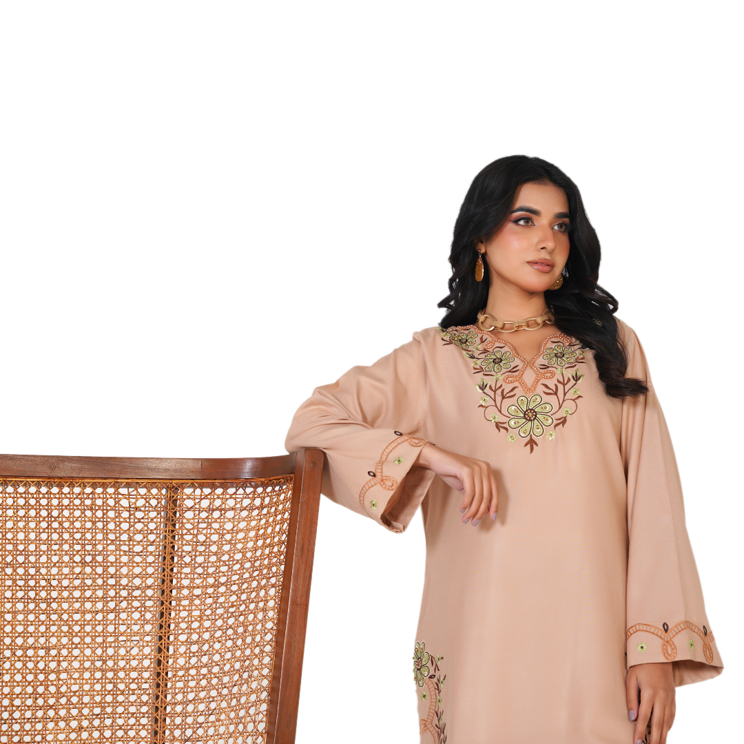 Dhanak Embroidered 2-Piece Suit with Hand Work & Palazzo