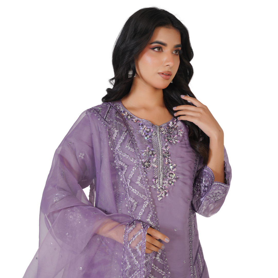 Luxury Sheesha Silk Hand-Worked Festive Edition – Stitched 3-Piece Glamour Suit
